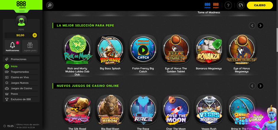 Juegos de dinero en 888Casino