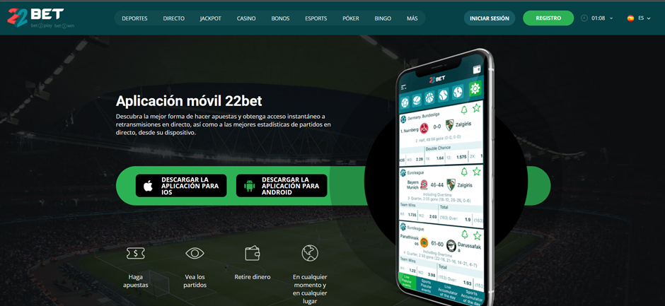 Descargar las aplicaciones de 22Bet