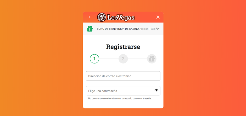 Registro en LeoVegas